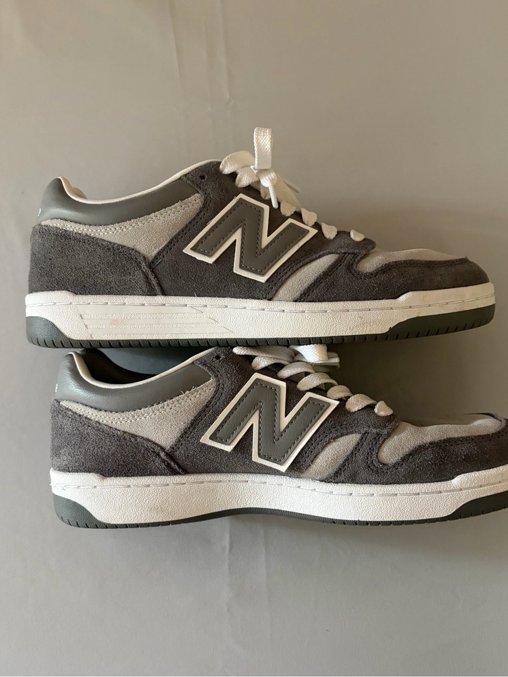 New Balance Men's Grey Suede Low-Top Sneakers